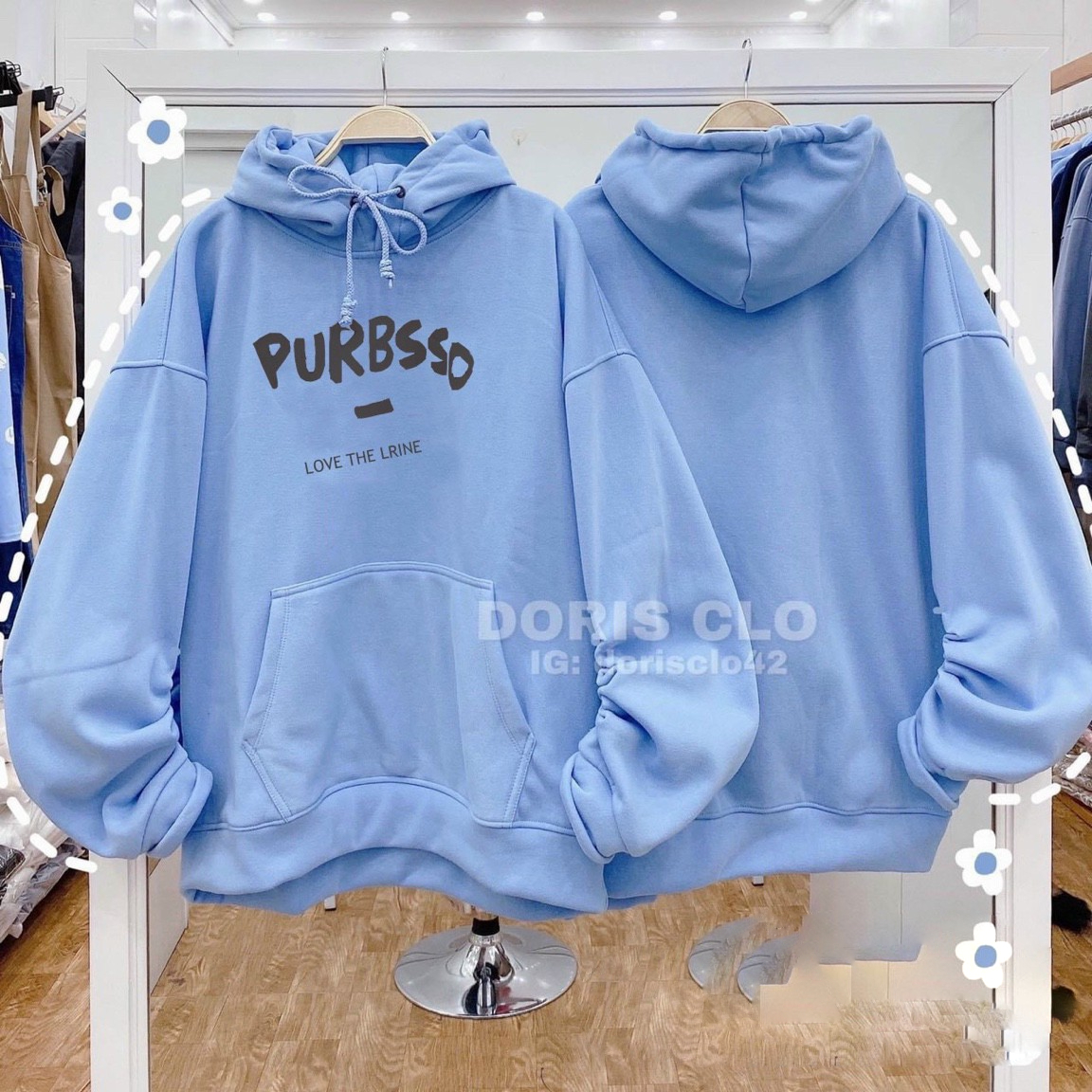 [HCM]Áo khoác hoodie nam nữ tay phồng in chữ PURBUSSO chất thun nỉ mềm mịn ( NÓN 2 LỚP )