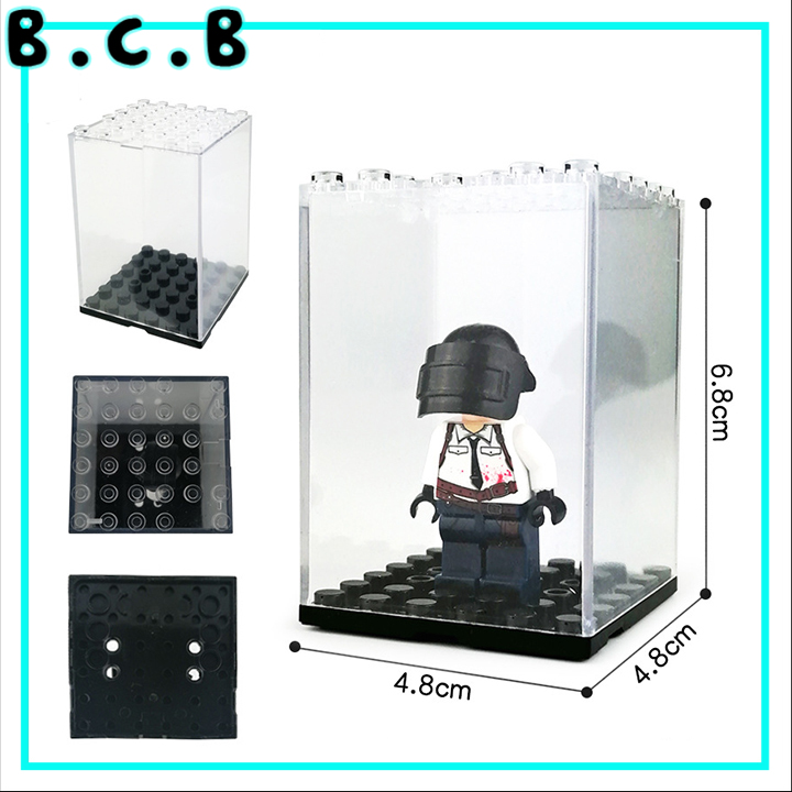 Hộp trưng bày và minifigures trong suốt đế đen loại nhỏ nhất đựng 1 mini Mô hình đồ chơi -Lắp ráp cho bẻ - Hộp mica trưng sản phẩm.