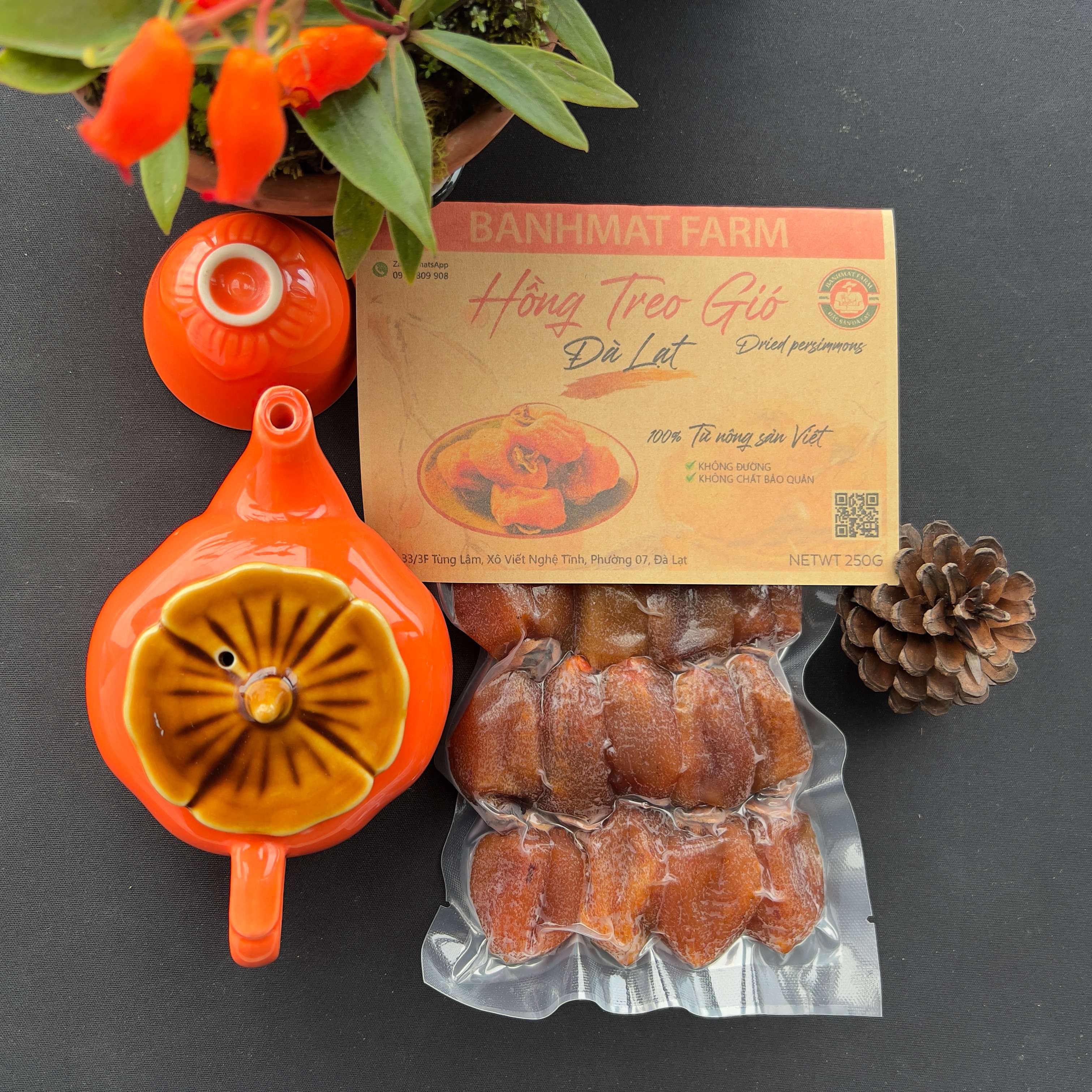 Hồng treo gió 500gr hoàn toàn không đường BánhMật Farm đặc sản Đà Lạt loại đặc biệt của cao nguyên sương mù