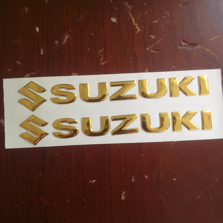 Bộ 2 tem chữ SUZUKI 3D nổi dán xe máy, tem nổi 3D