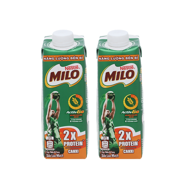 Sữa Lúa mạch Milo nắp vặn x2 Canxi & Protein 210ml | Bánh kẹo Mẹ Bill