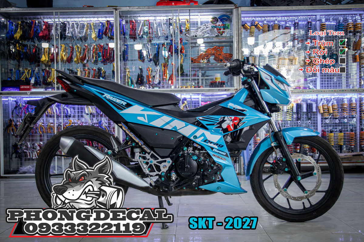 Tem Rời Raider Fi 150 King Drag Xám Trắng