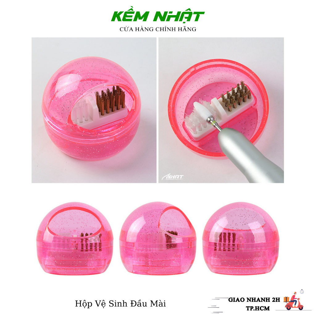 Hộp vệ sinh đầu mài móng - dụng cụ dân làm móng