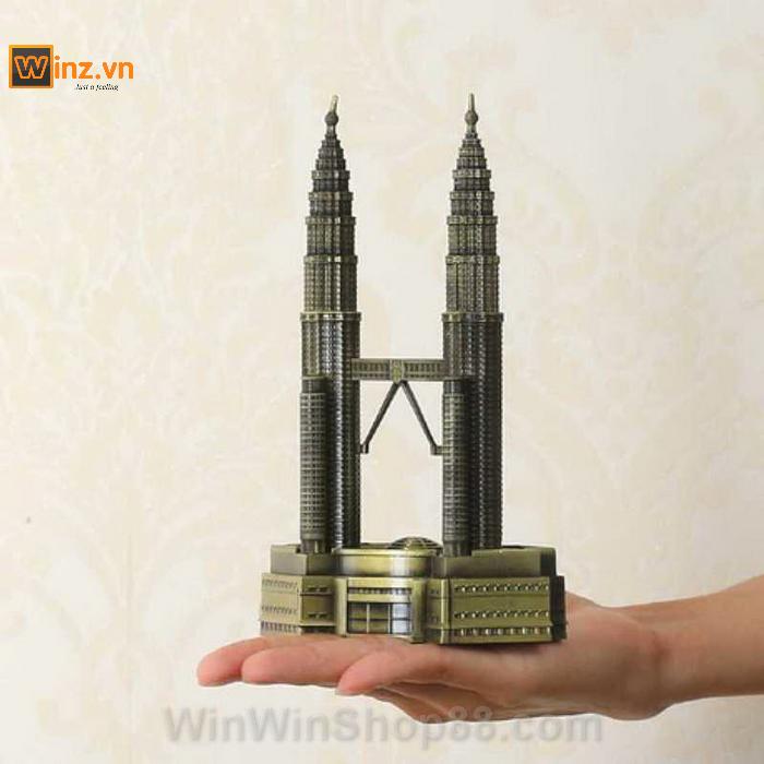[HCM]Mô hình tháp đôi Petronas cao 18 cm V.2 (màu vàng rêu)