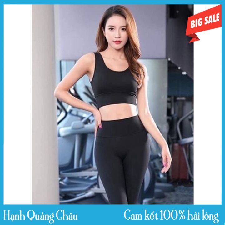 Bộ Tập Thể Thao, Gym, yoga Nữ - Áo Croptop Kín Lưng - Quần Dài Legging Co Giãn 4 Chiều Thoải Mái Vận Động