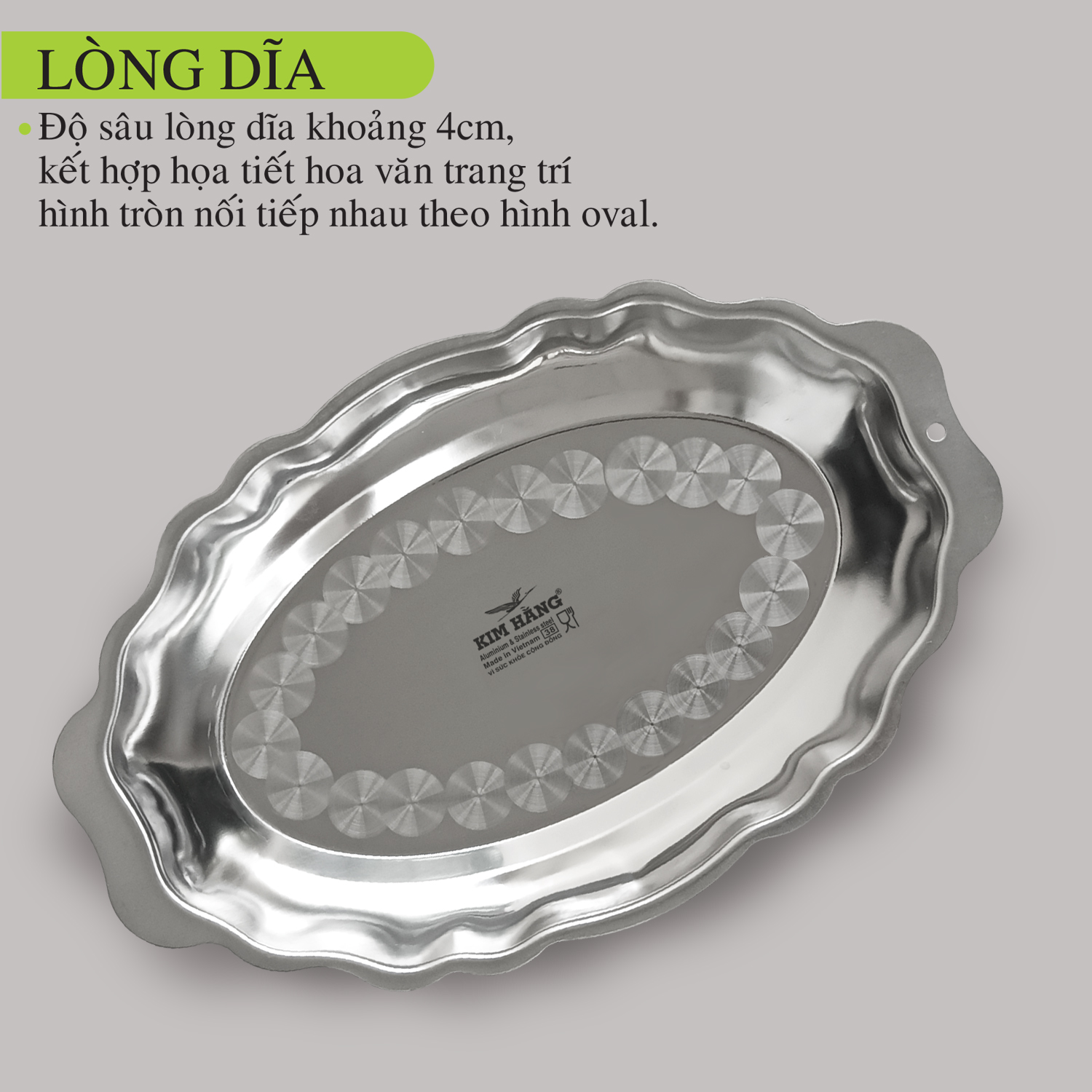 [CHÍNH HÃNG] Dĩa hấp Inox hoa văn 3522 Kim Hằng KHG8062