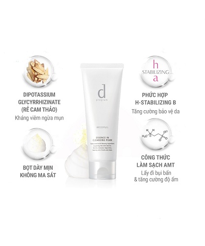 Sữa Rửa Mặt Tạo Bọt D Program Essence In Cleansing Foam Dưỡng Trắng Da 120g