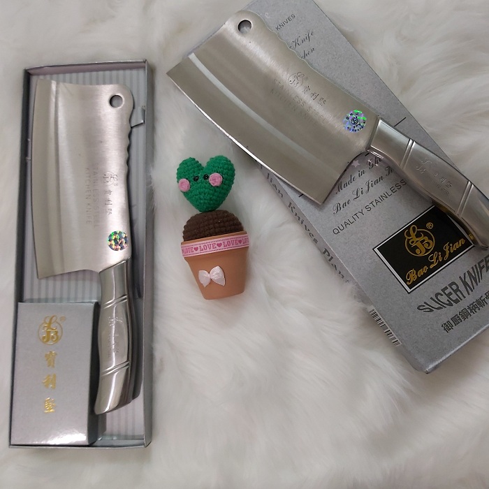 (có hộp ) Dao Chặt xương inox Cao Cấp Slicer Knife - DAO CHẶT XƯƠNG LƯỠI THÉP CỰC BÉN SLICE KNIFE CẦM CHẮC TAY - dao chat xuong heo gà - dao chặt thịt lưỡi thép  - dao thái thịt thép không rỉ -