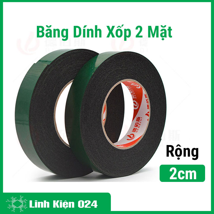 Băng dính xốp 2 mặt rộng 2cm màu xanh siêu dính