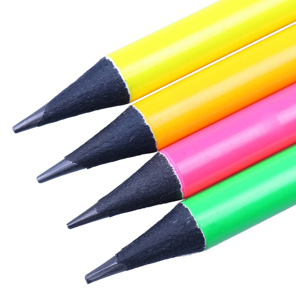 Vỉ 4 Cây Bút Chì 2B Dumit PC-101 (Neon - Tròn)