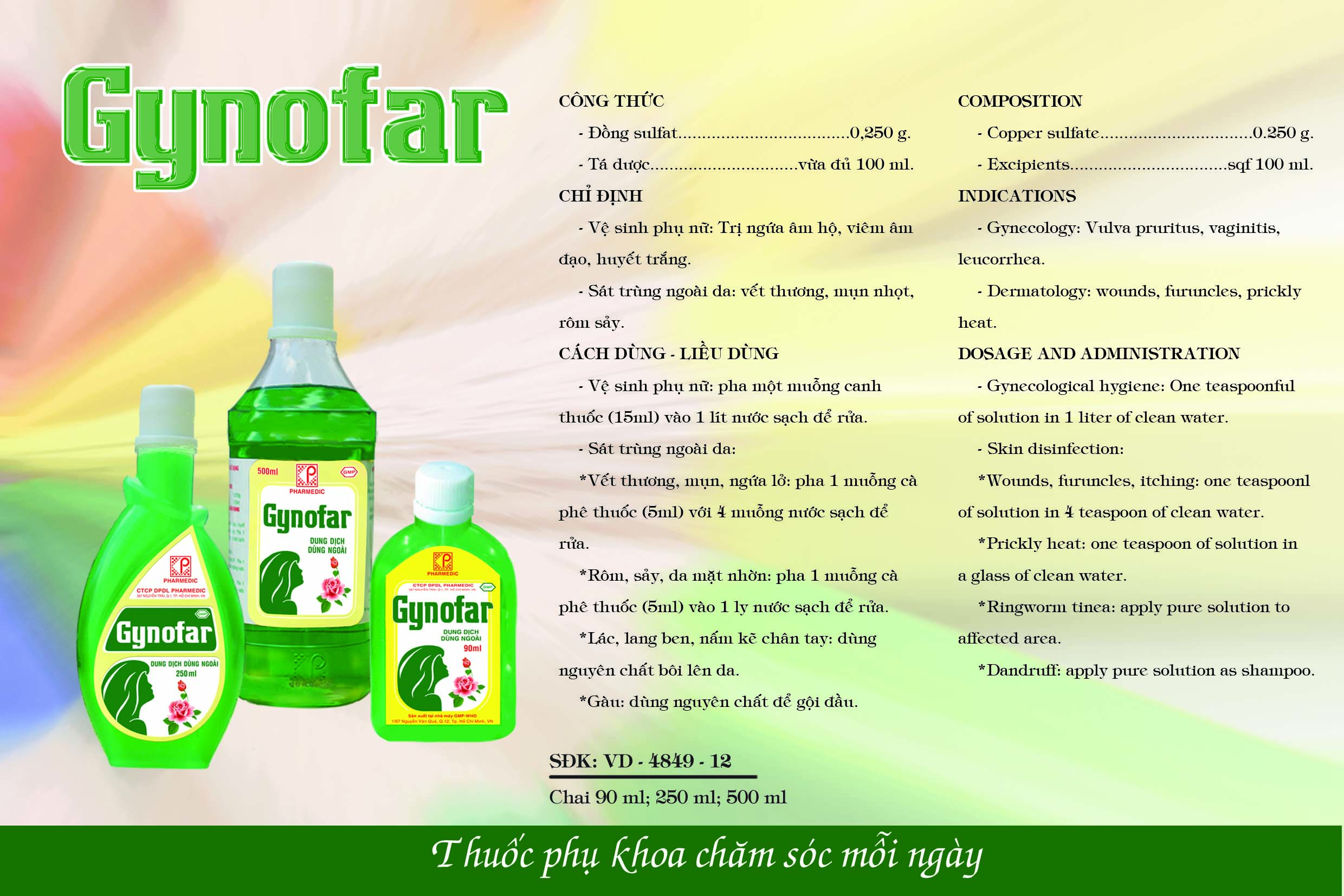Dung Dịch Dùng Ngoài Gynofar (chai 250ml- 500ml)