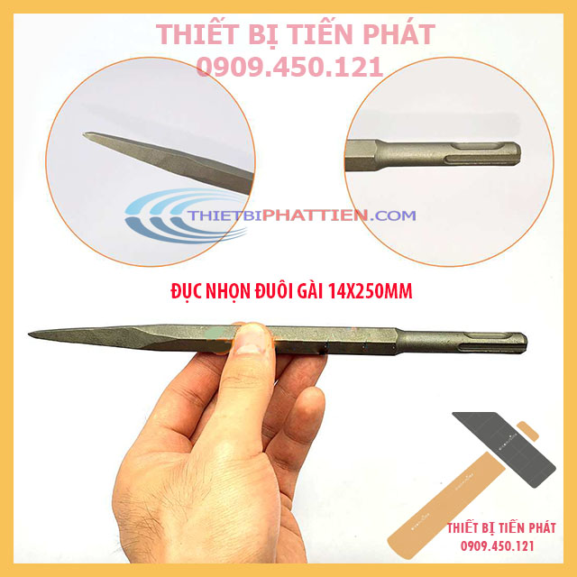 Mũi đục bê tông gài nhọn φ14x250mm, gài dẹp φ14x250mm, đục nhọn φ17x280mm, đục dẹp φ17x280mm chính hãng nurit