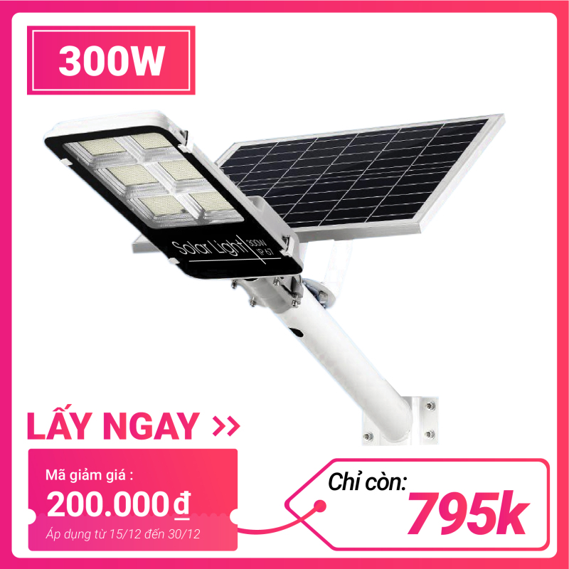 Đèn năng lượng mặt trời đường phố công suất 300W Den nang luong mat troi duong pho cong suat 300 W Đèn bàn chải năng lượng mặt trời