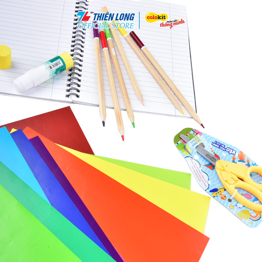 Combo 5 Xấp Giấy thủ công Thiên Long Colokit GTC-C003 (1 Xấp gồm 12 tờ - 12 màu)