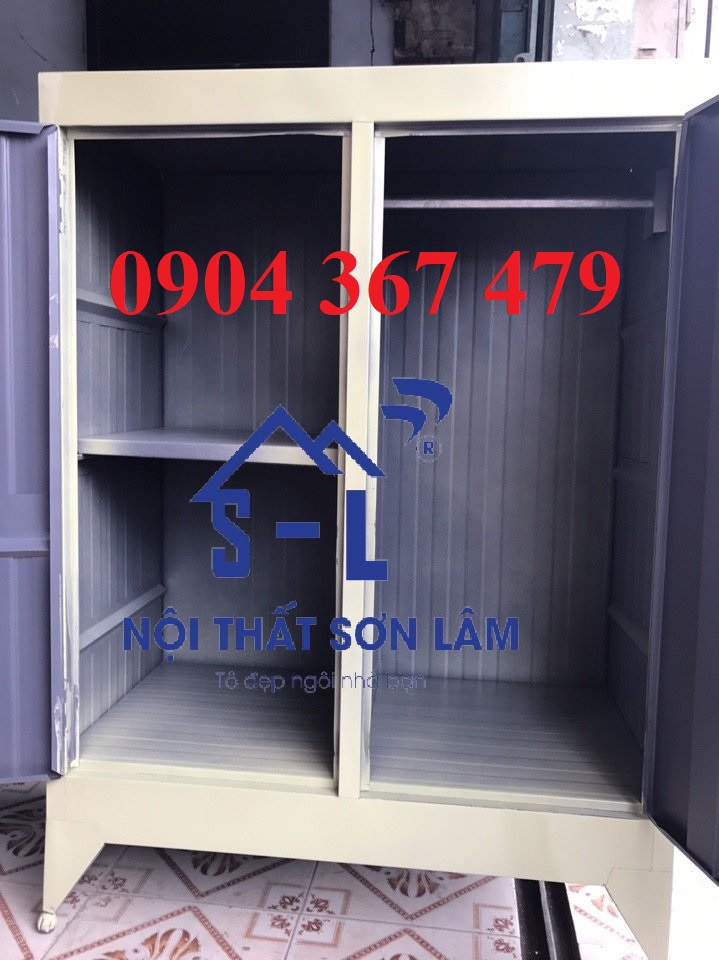Tủ 2 cánh 1m2 sắt sơn 2 lớp đựng quần áo
