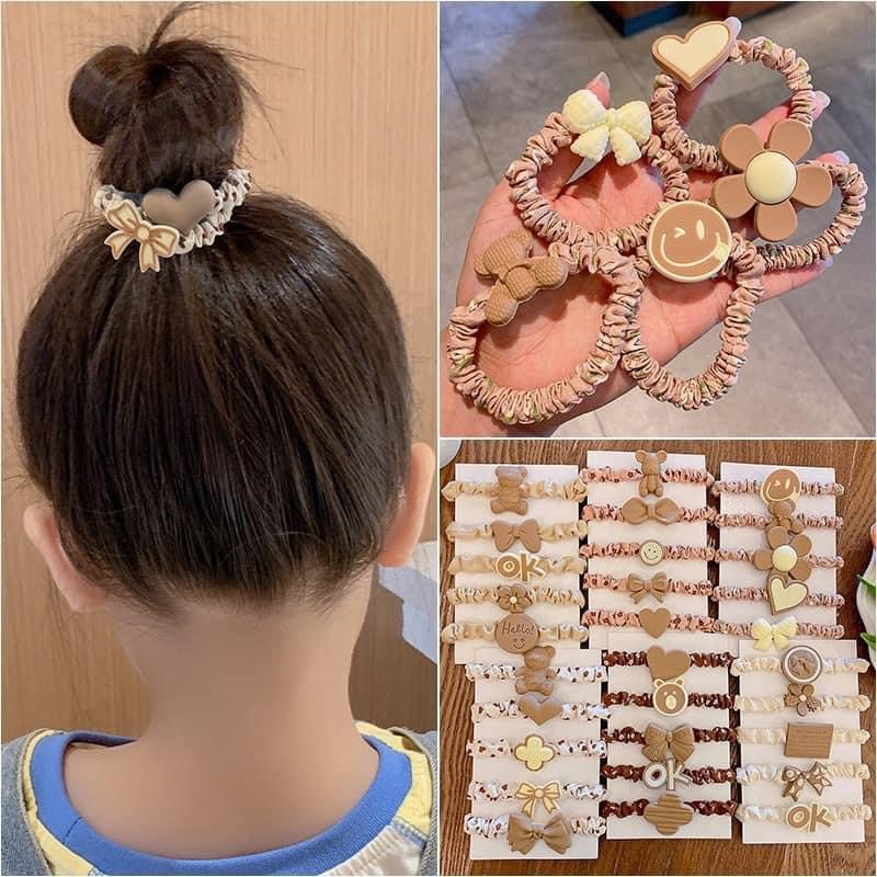 Dây buộc tóc mặt hình gấu nâu đáng yêu