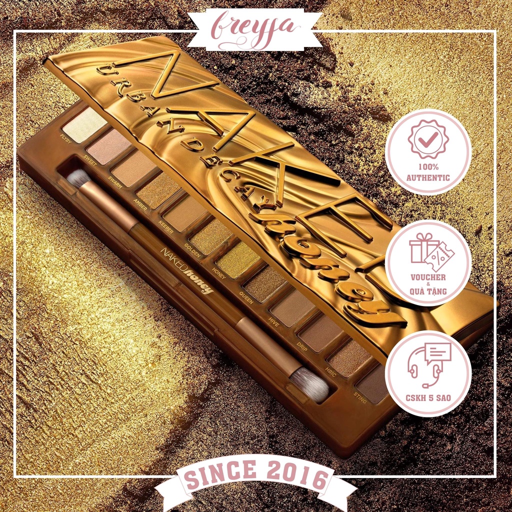 Bảng phấn mắt Urban Decay Naked Honey Eyeshadow Palette chống nước nhiều tông màu thời trang Makeup chuyên nghiệp