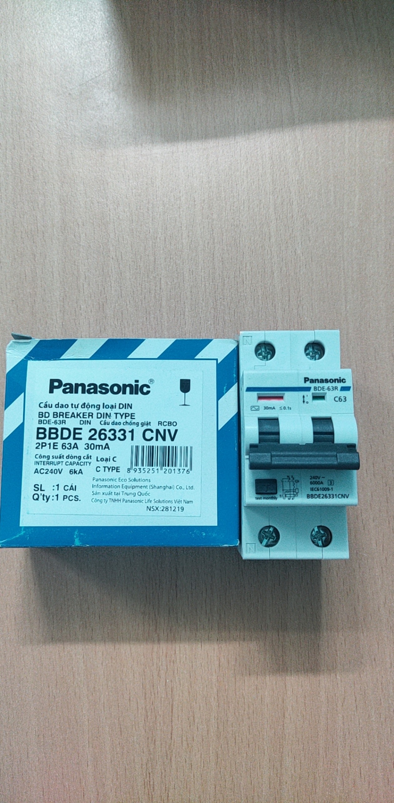 CB chống giật Panasonic RCBO 32A, 40A, 63A 30ma