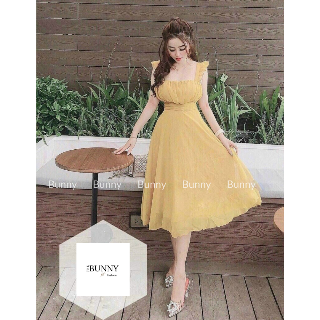 Đầm voan nhún bèo cao cấp thời trang