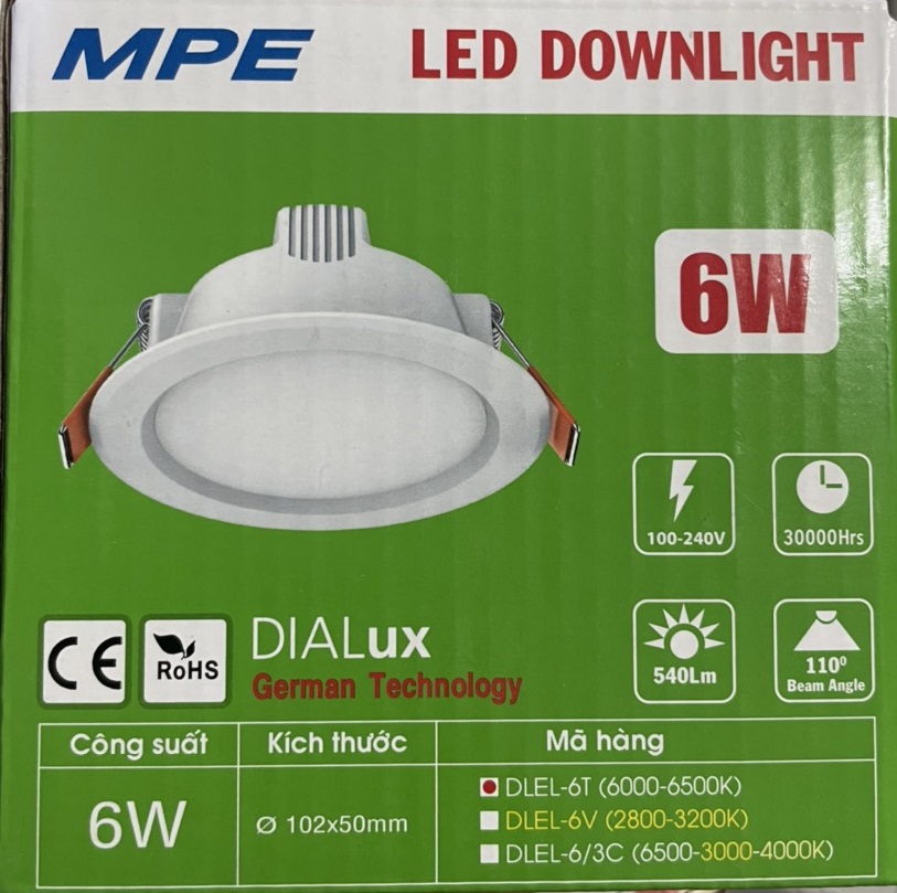 ĐÈN LED ÂM TƯỜNG 9W MPE . DOWNLIGHT - TIẾT KIỆM ĐIỆN