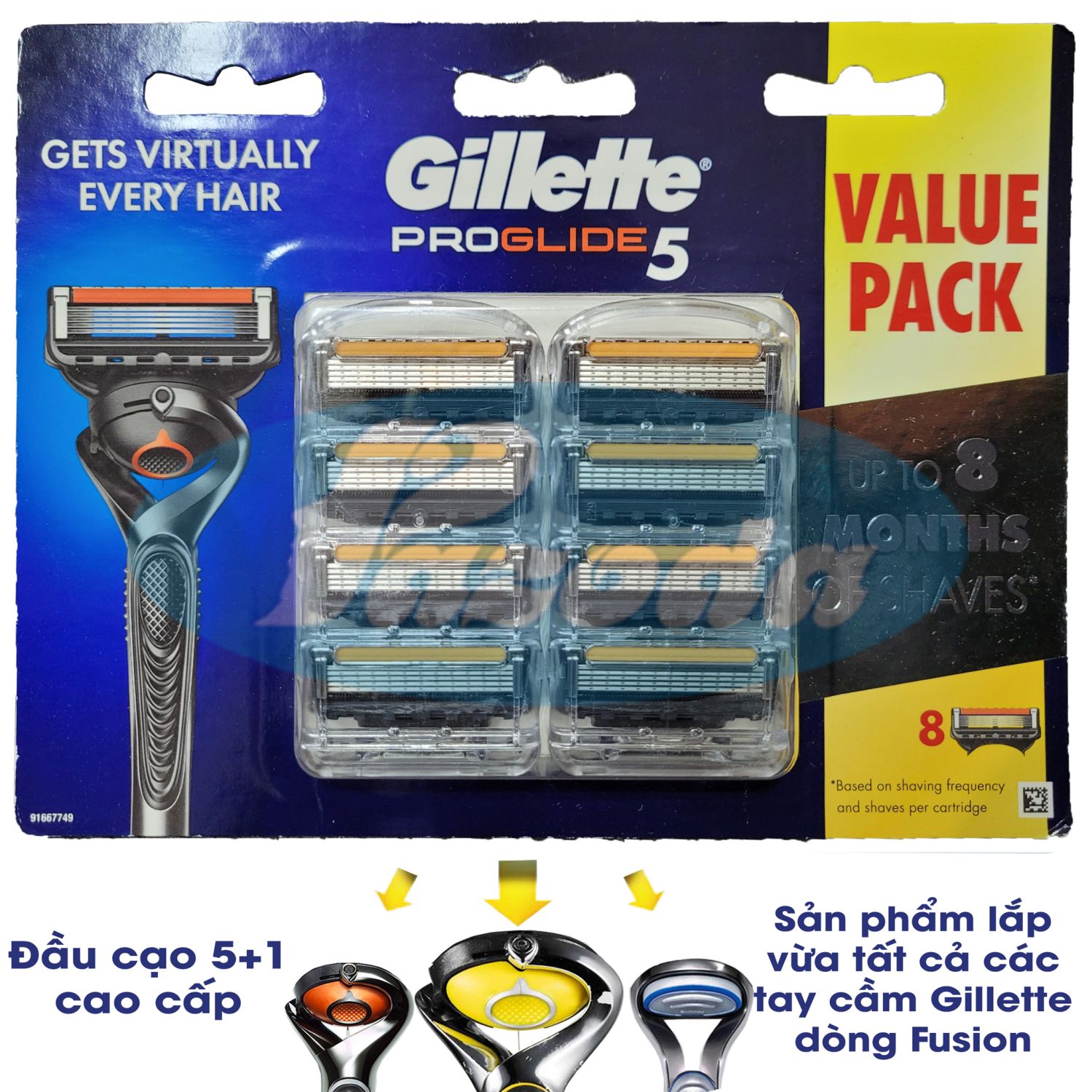 Hộp 8 lưỡi dao cạo râu Gillette Proglide5 ( đầu cạo 5+1)