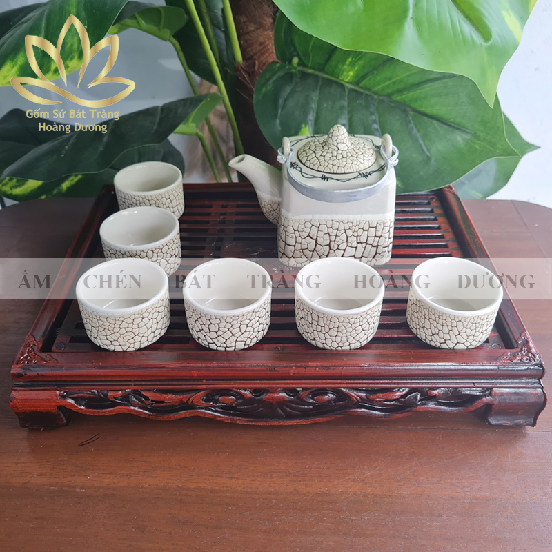 Bộ ấm chén bát tràng rv1 kèm khay