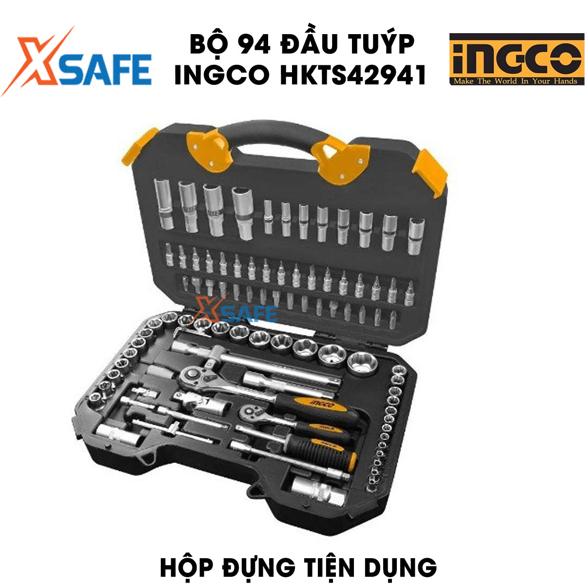 Set 94 top tube ingco HKTS42941 modern equipped with multiple nasal type different. Set type multi-purpose ingco is compact design and light weight, can wear off using a convenient-product genuine xsafe