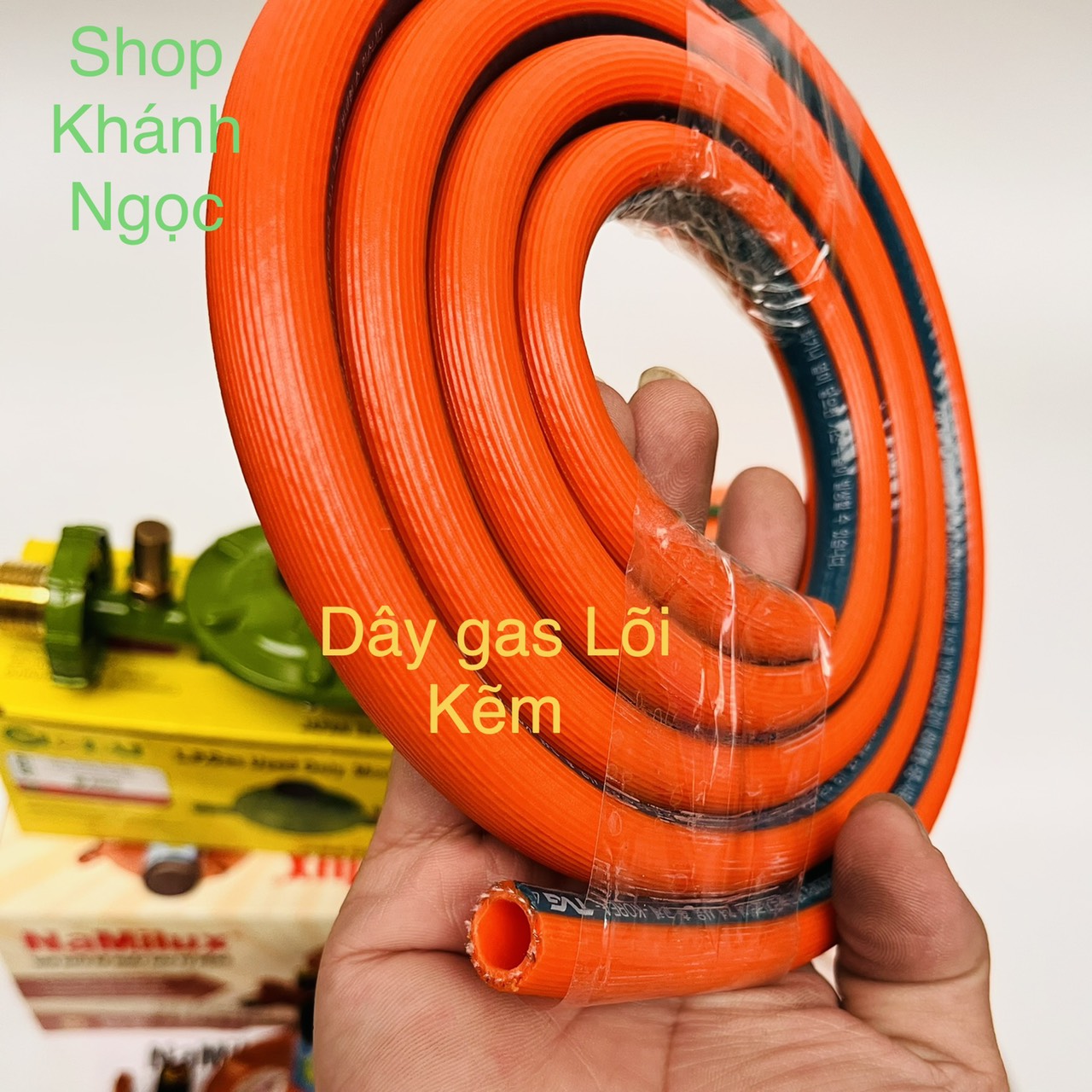 Van gas tự động NAMILUX +DÂY dẫn gas đai siết- Tự động ngắt gas, Lắp cho Tất cả các bình gas, Trừ bình đỏ,Xanh van chụp