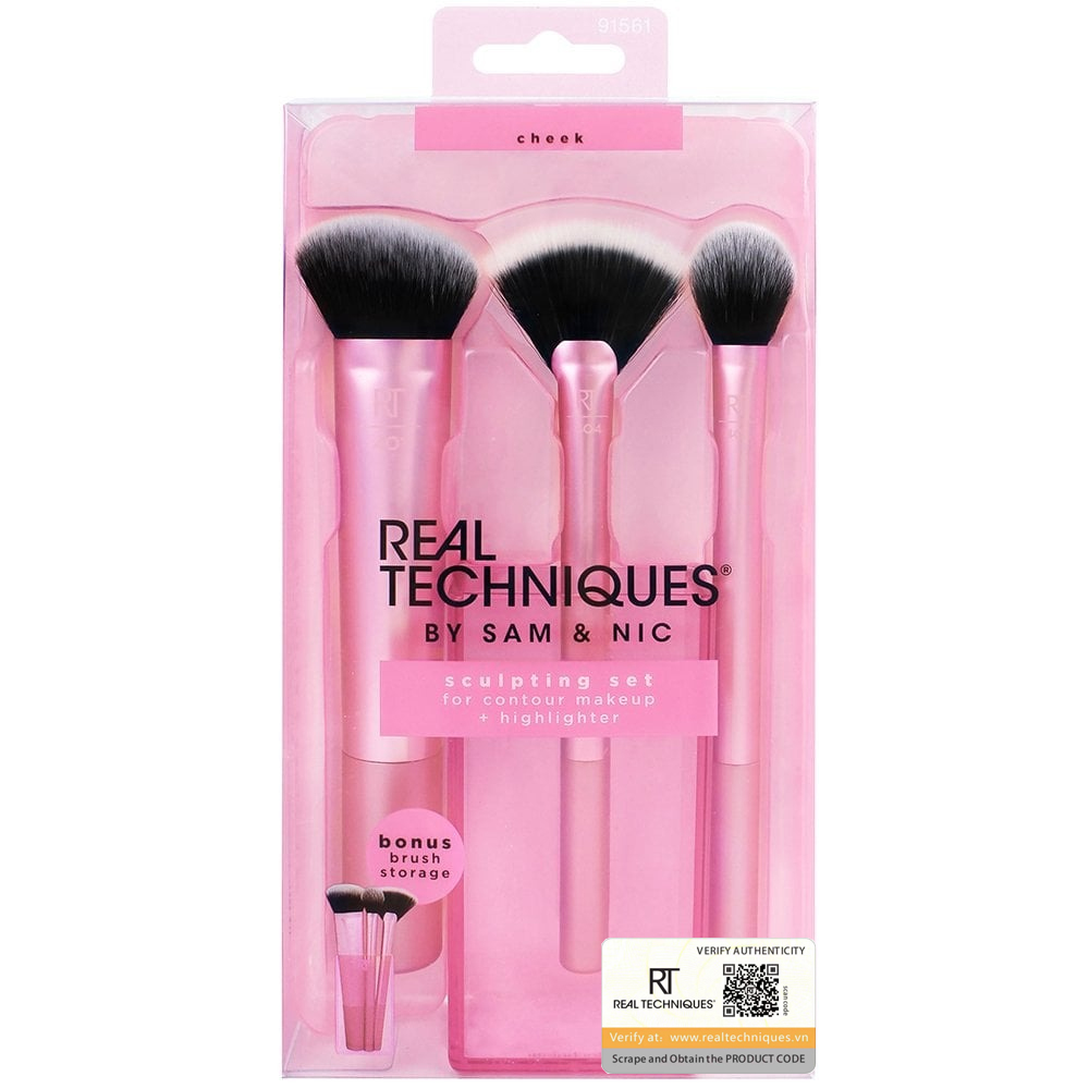 Bộ cọ mặt 3 cây kèm hộp đựng Real Techniques Cruelty Free Sculpting Set 91561