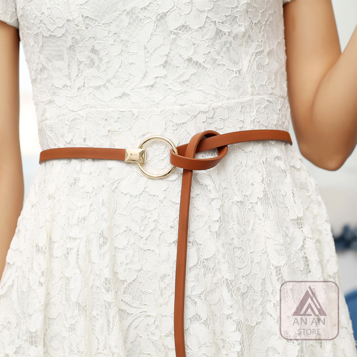 Đai Váy Thắt Lưng Nữ Da PU Bản Nhỏ Thắt Nút Thời Trang