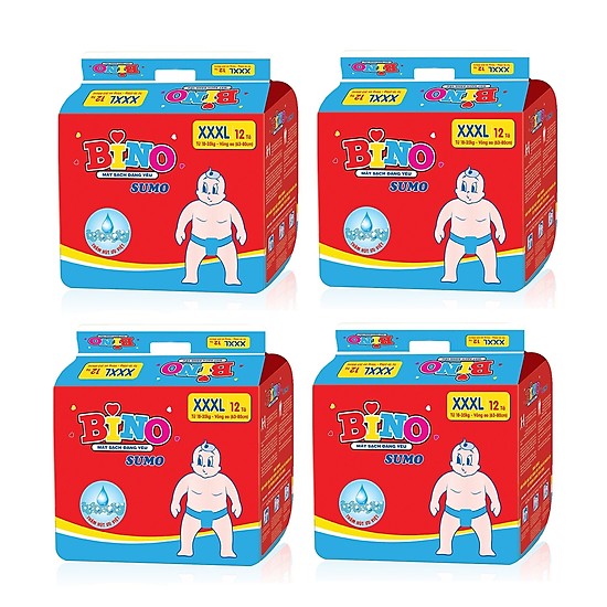 [HCM] Combo 4 gói tã dán bino sumo siêu đại cho bé ( 18-35kg )