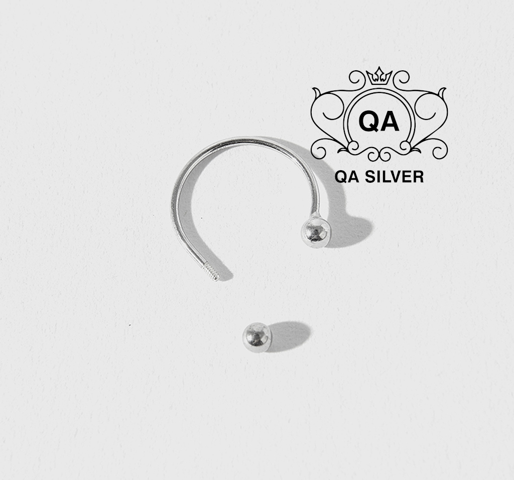 Khuyên tai bạc 925 khoen vành chốt bi vặn nam nữ bông kẹp vành S925 EARCUFF QA SILVER Earrings EA200903