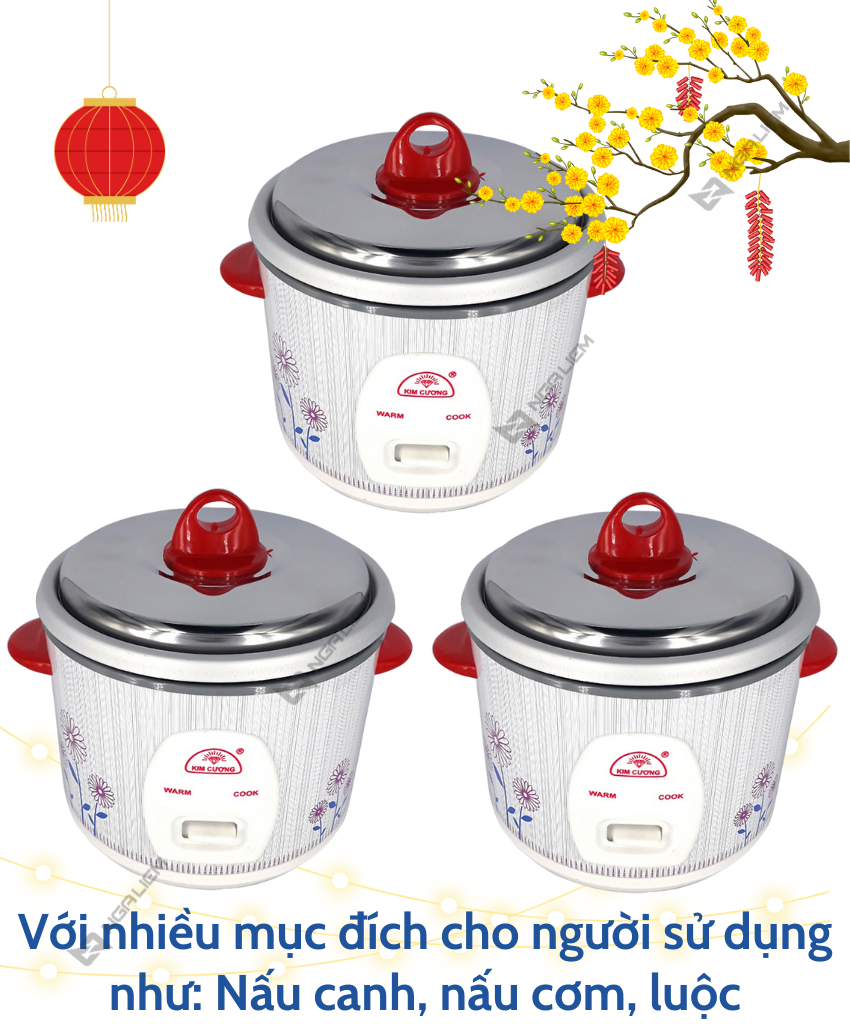 Nồi Cơm Điện 2.2 lít Kim Cương (Nắp rời)