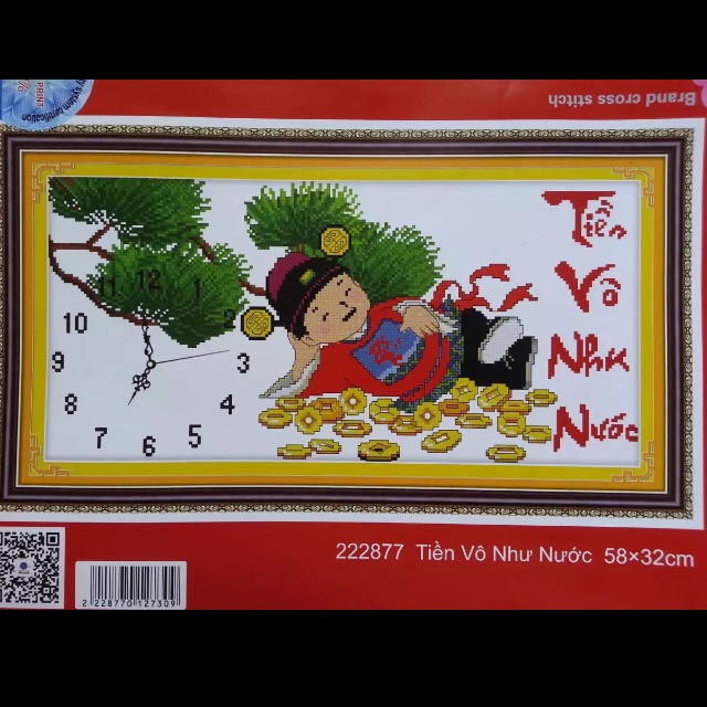 Tranh thêu chữ thập-Tranh thêu chữ thập Tiền Vô Như Nước 222877 (58x32) chưa thêu giá cực tốt