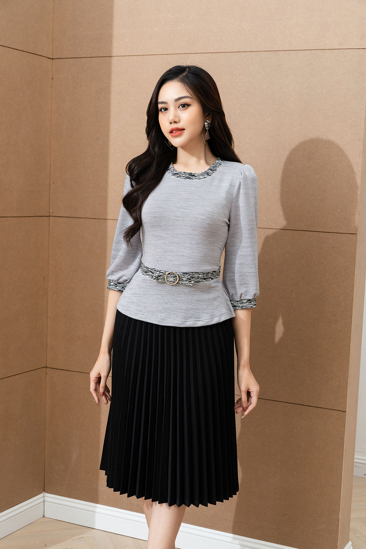 Áo Kiểu Lamer Peplum Phối Đai Eo L61W22T041