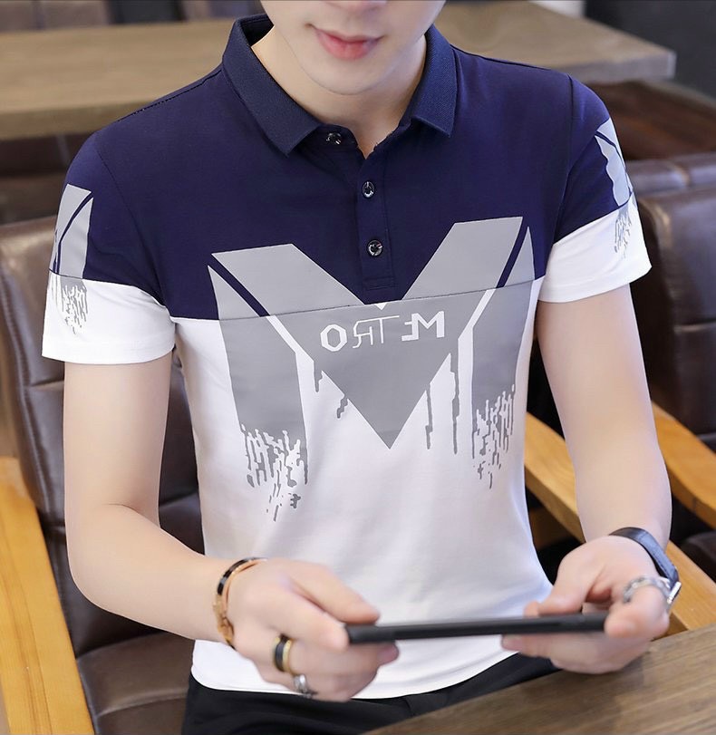 Áo thun nam in thêu chữ logo M mẫu mới phối caro tay áo cực đẹp,áo phông nam cổ trụ tay ngắn hàng chuẩn shop giá rẻ kaystore