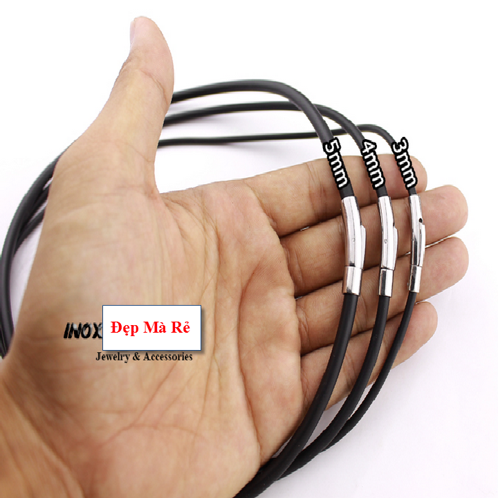 Dây chuyền Nam dây cao su nhiều size khóa inox cao cấp - Cam kết 1 đổi 1 nếu hoen gỉ sét