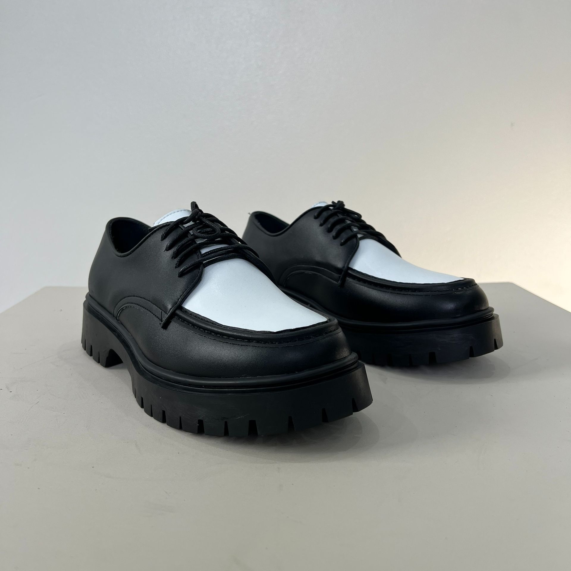 Chunky Derby Black White, giày Chunky Derby Nam Đen Trắng D04