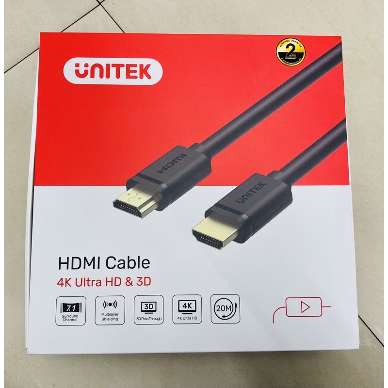 Cáp hdmi unitek dài các loại 20m-15m-10m -5m -3m chính hãng,bảo hành 1 năm