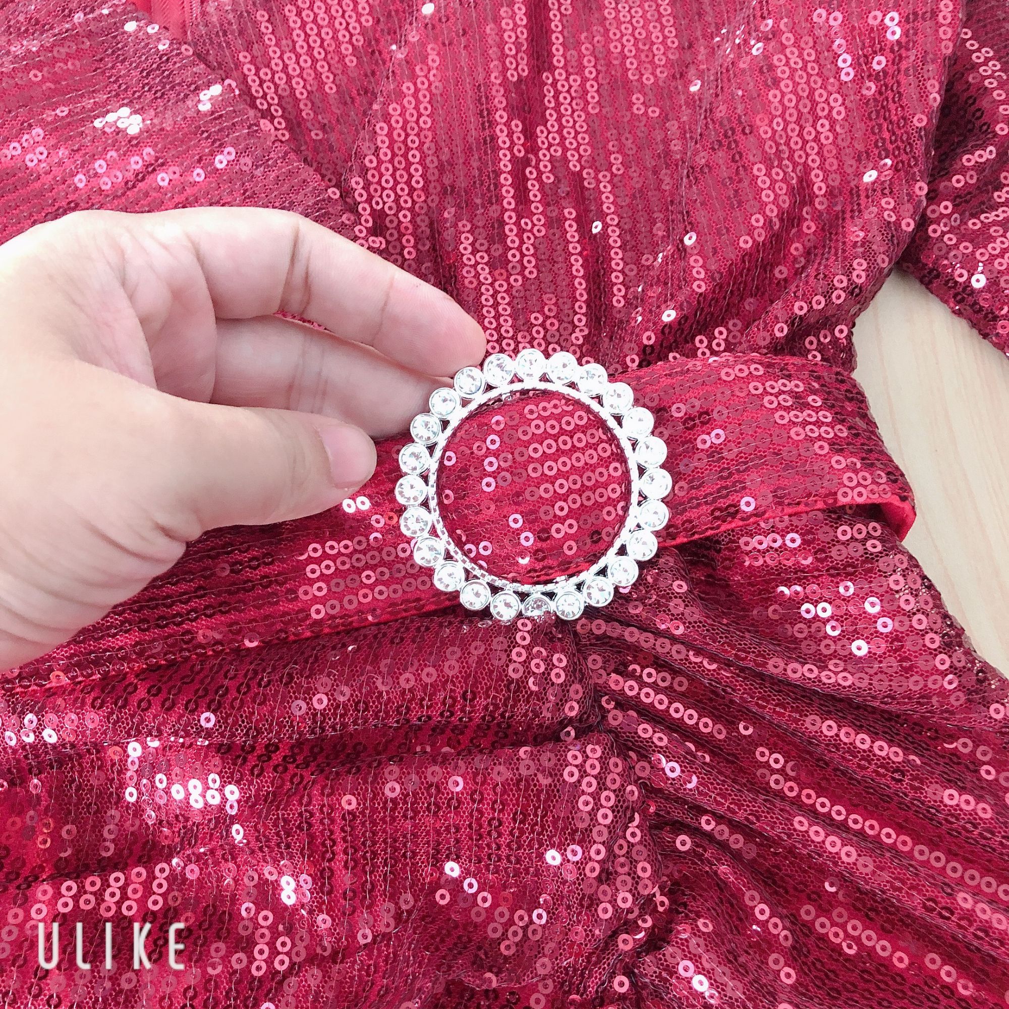 Đầm Body Kim Sa Cao Cấp eo phối belt đá xẻ đùi