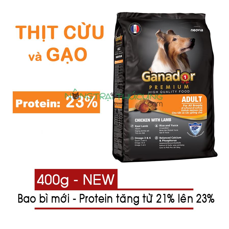 Thức ăn hạt cho Chó Lớn Ganador gói 400g - Vị Cừu & Gạo - [Nông Trại Thú Cưng]