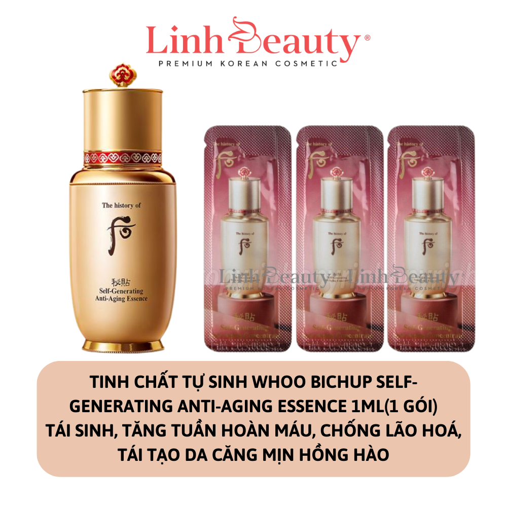 Tinh chất tự sinh whoo bichup self-generating anti-aging essence 1ml - tái sinh, tăng tuần hoàn máu, chống lão hoá, tái tạo da căng mịn hồng hào