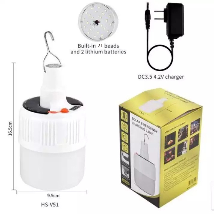 Đèn tích điện sạc điện ánh sáng trắng siêu sáng,Đèn tích điện năng lượng mặt trời có điều khiển từ xa, Bóng đèn tích điện công suất 5 chế độ sáng