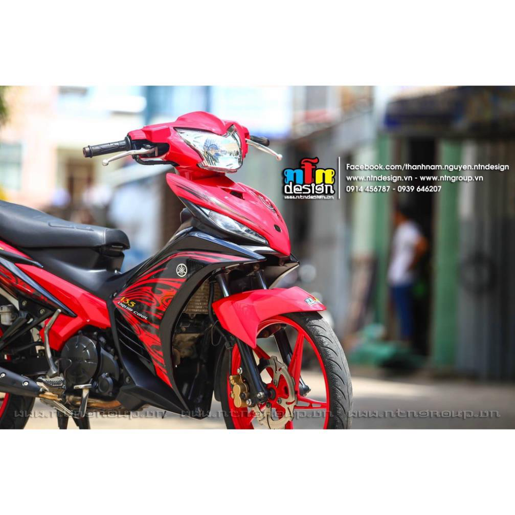 Tem Rời Dán Xe Exciter 135 Mẫu MX Hoa Văn Đỏ Đen