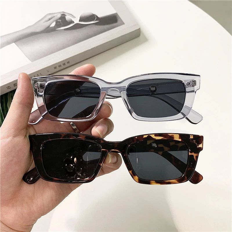 Kính mát gọng chữ nhật du lịch thời trang, mắt kính trơn nam nữ phong cách Retro Hàn Quốc thời trang 2022 MKCN