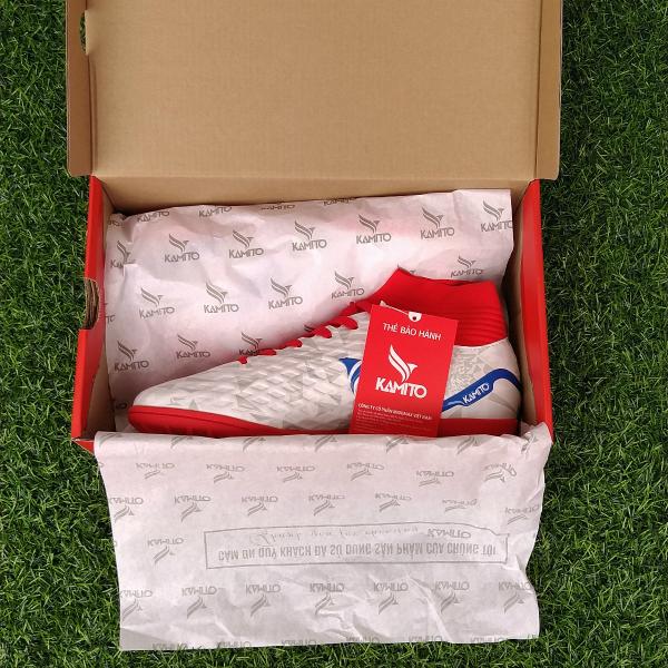 Giày đá bóng Kamito Cobra 2 trắng đỏ cao cổ