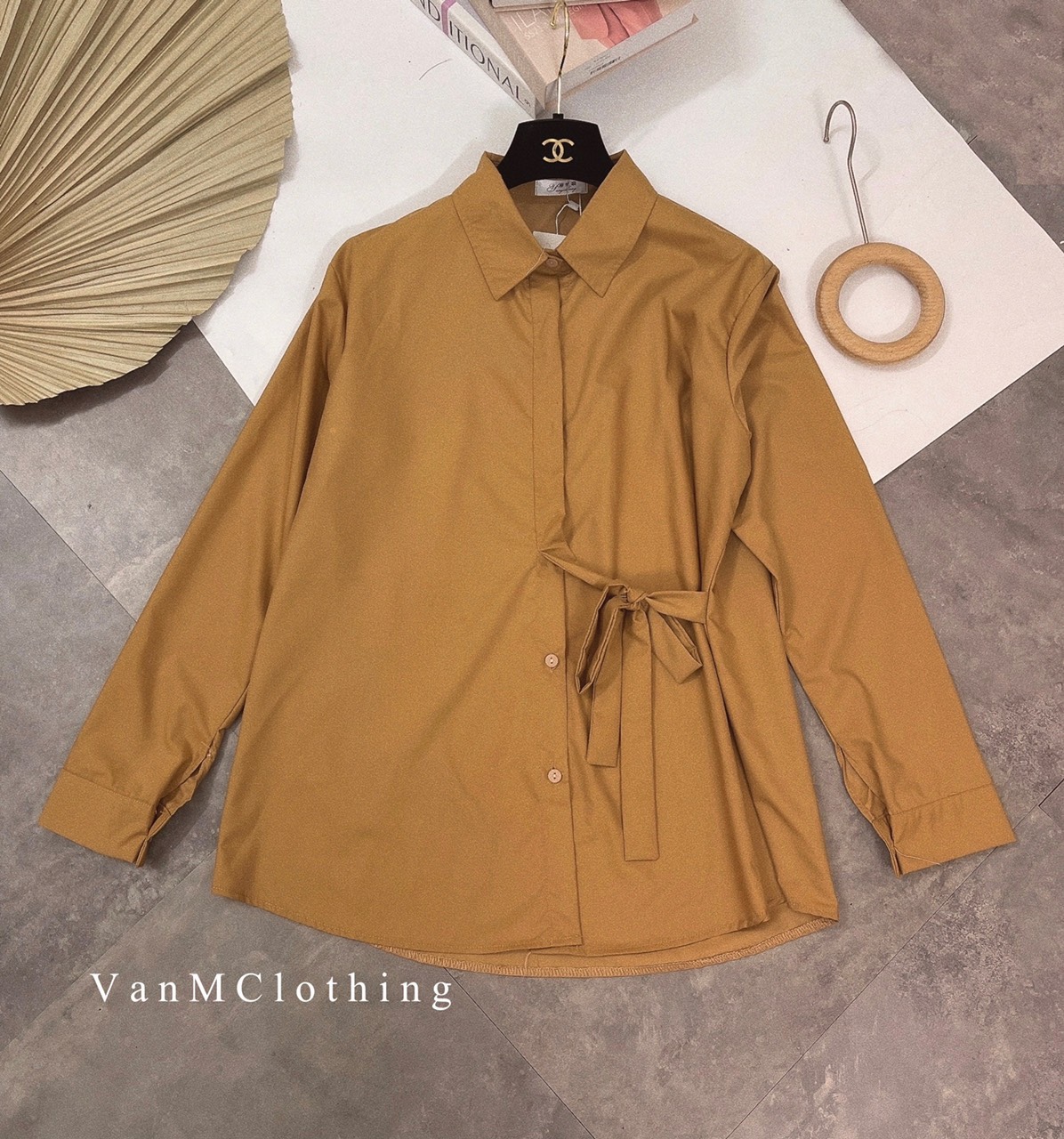 Áo sơ mi buộc eo phong cách Hàn Quốc