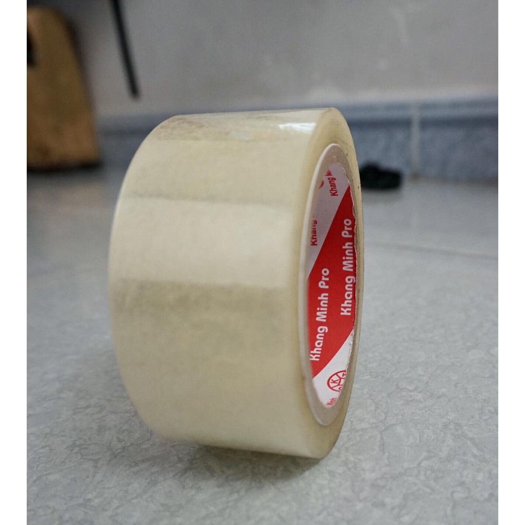 1 cuộn băng keo đóng hàng siêu dính cuộn 200 yar, 1,1kg lỗi mỏng