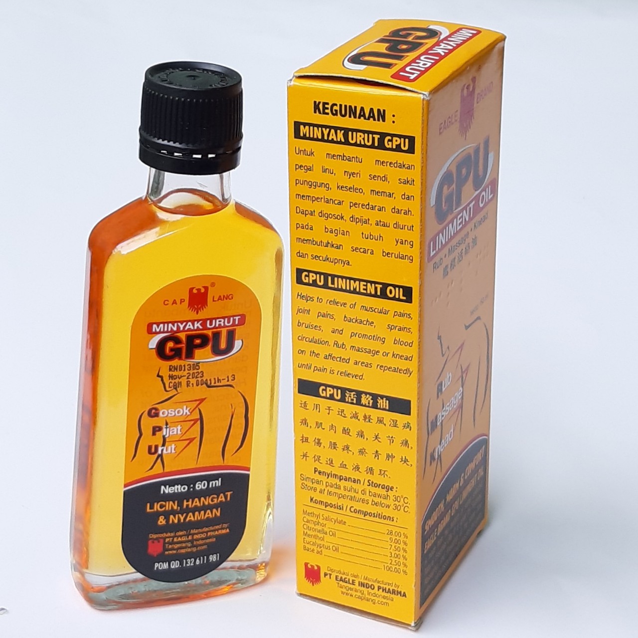 [HCM] Dầu nóng xoa bóp Minyak Urut GPU Indonesia  Net: 60ml