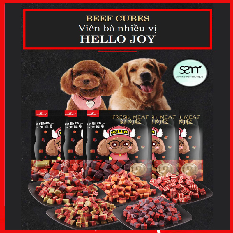 Viên thịt bò cho chó Hello Joy (4 hương vị) (500gr/túi) Bánh thưởng cho chó mèo thú cưng